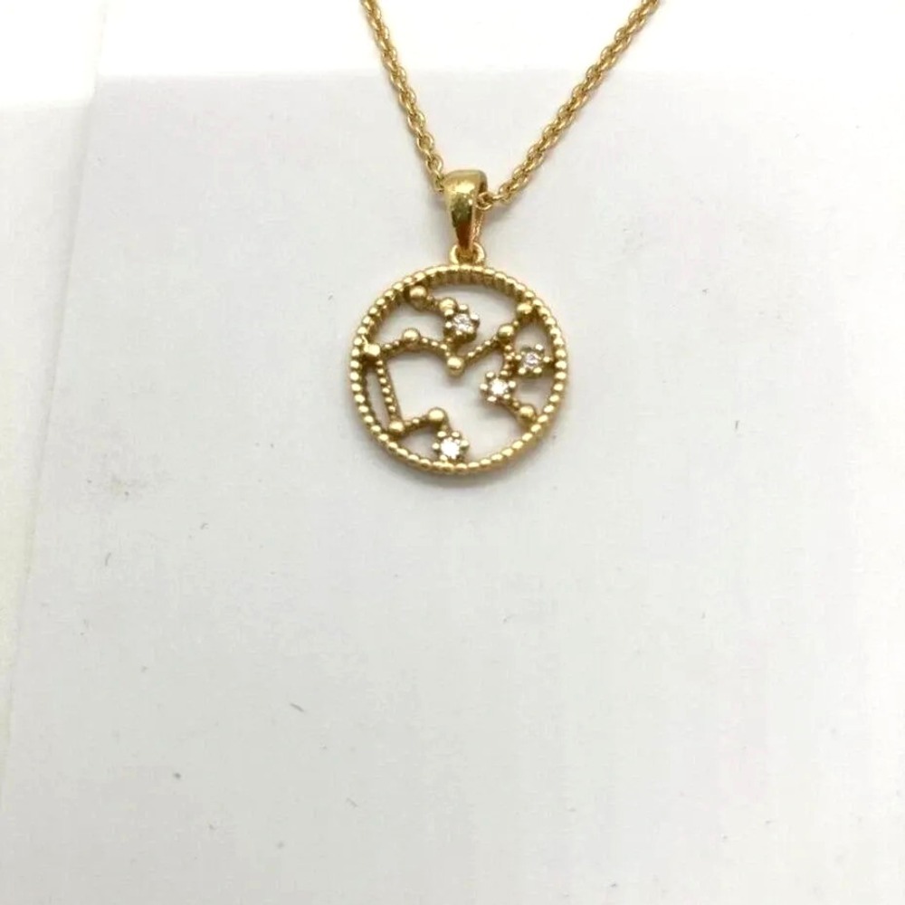 Charming Charlie Sagittarius Zodiac Necklace 16" Gold Tone Cubic Zirconia New